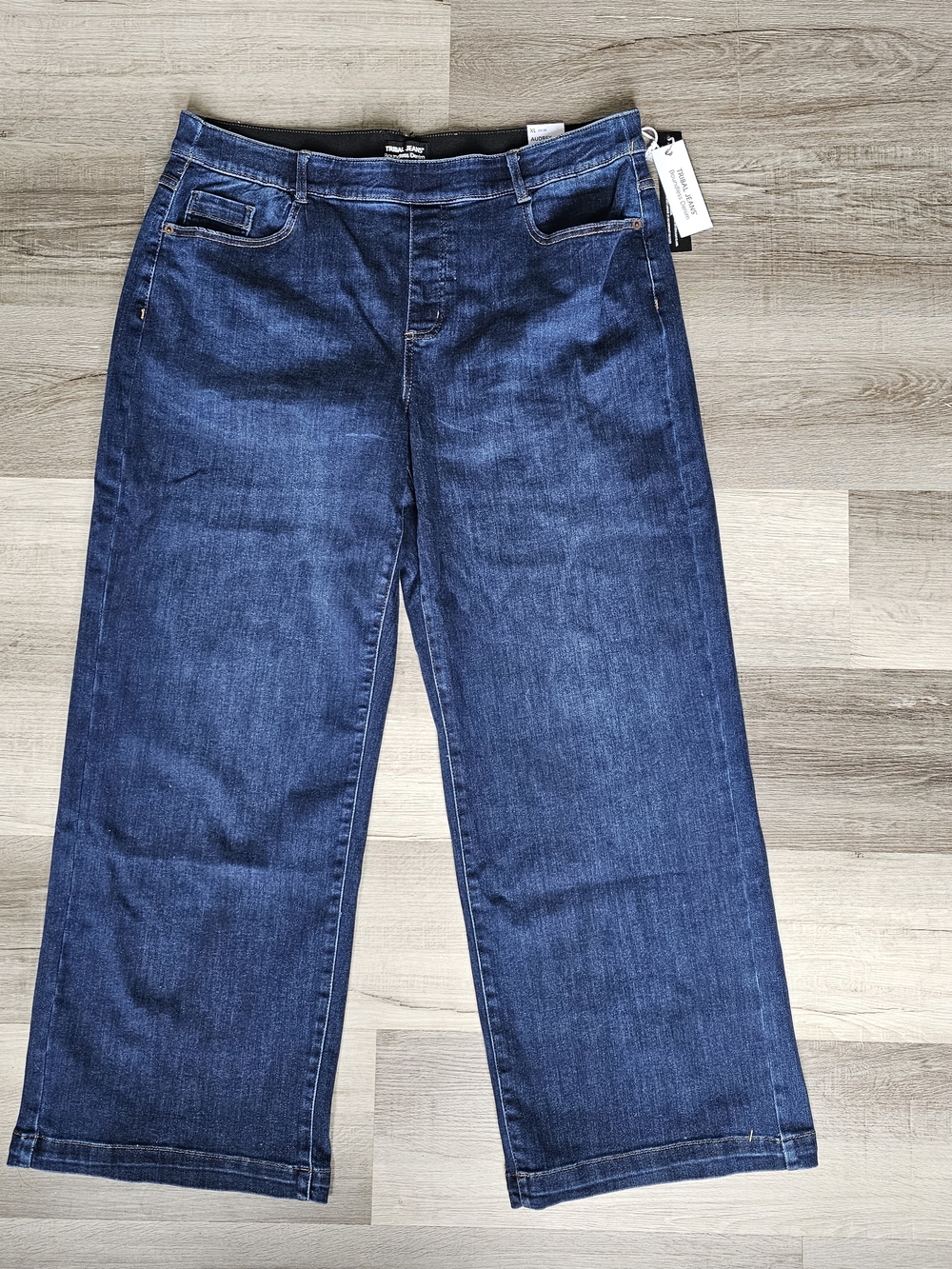 Tribal Audrey Wide-Leg Jeans – Pull-On Style – Dark Wash